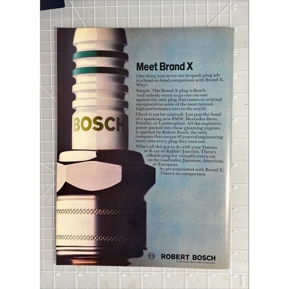 Bosch Brand X Spark Plugs "There is no comparison" Vintage Print Ad 1983 - Picture 2 of 3